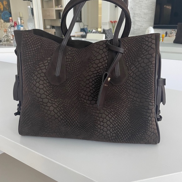 Longchamp Penelope Python Snakeskin Embossed Tote Bag - Picture 1 of 15
